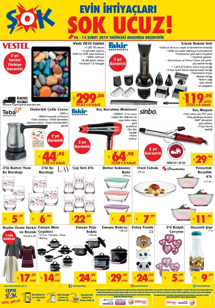 Şok 6 şubat 2019 Aktüel Ürünler Kataloğu